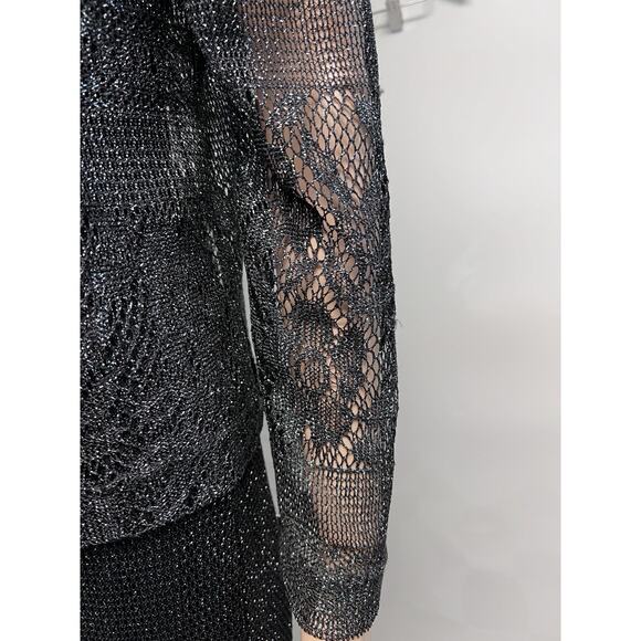 VTG 90s Y2K Black Crochet Dress Sz 6 Open Knit Vamp Whimsigoth Witchy Fairy Lace - Picture 2 of 16